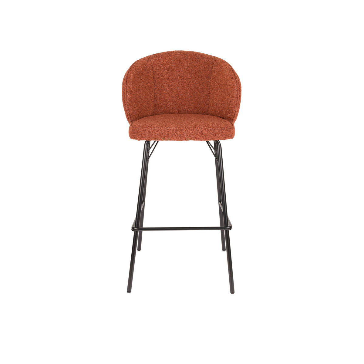 BARHOCKER Joa mit Rückenlehne 75 cm Bouclé Terra - 2 er Set - Rot/Braun, Kunststoff (52/100/50cm) - Housecraft Living