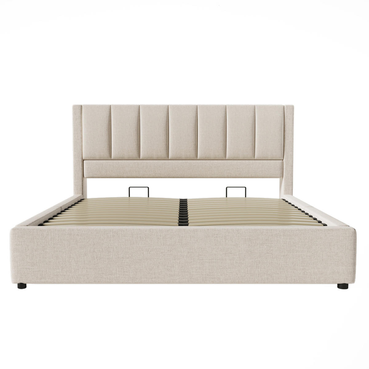 POLSTERBETT mit Stauraum und Ladestation 160x200 cm Leinen Beige - Beige, Metall (160/200cm) - Meubliv