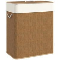 BAMBUS Wäschekorb mit Deckel 2 Fächer 100 L Braun - Braun, Naturmaterialien (52/63/32cm) - HOMCOM