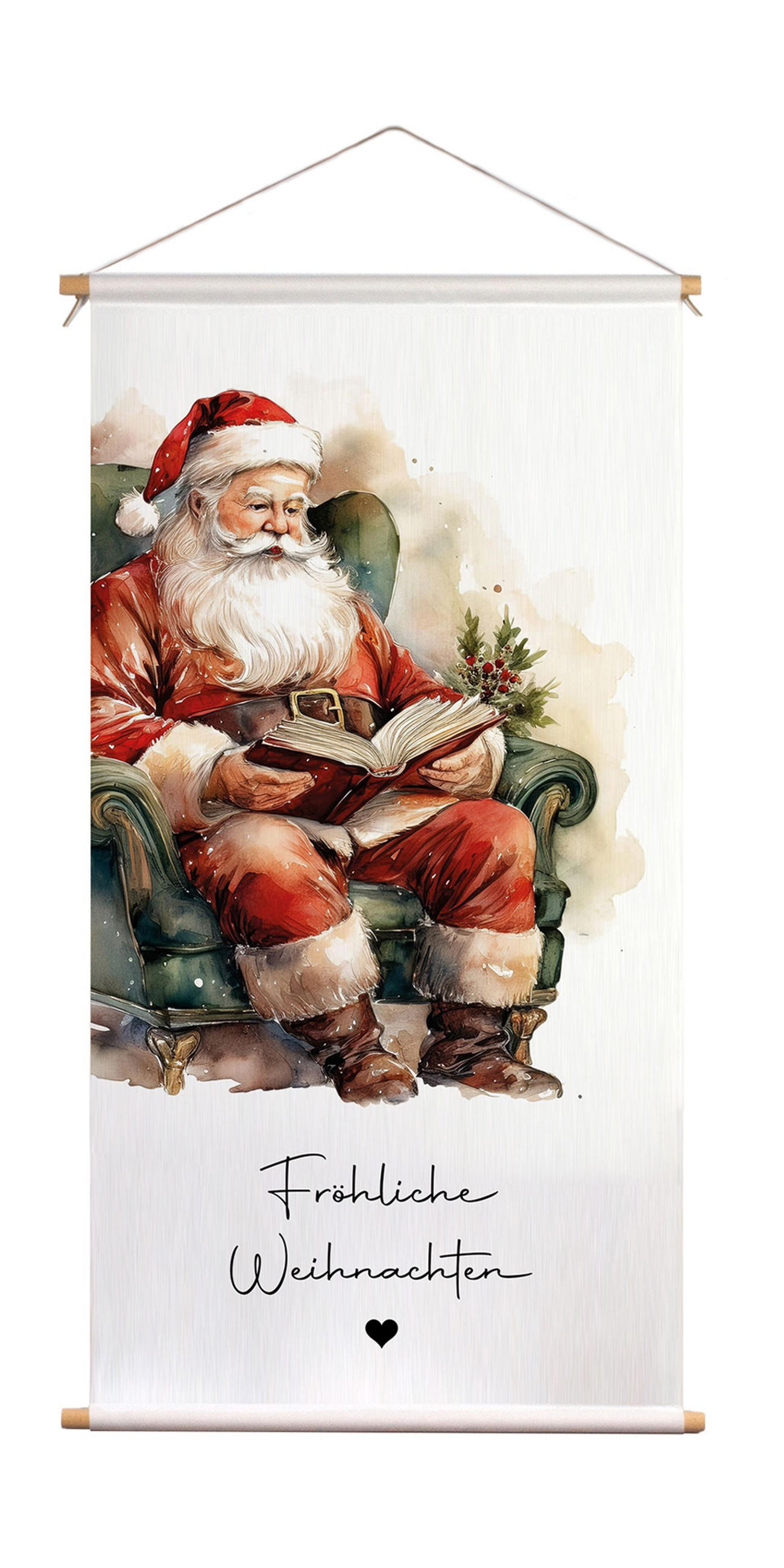 POSTER aus Stoff 60x120 cm Weihnachtsmann - Weiß, Textil (60/120/2cm) - artissimo