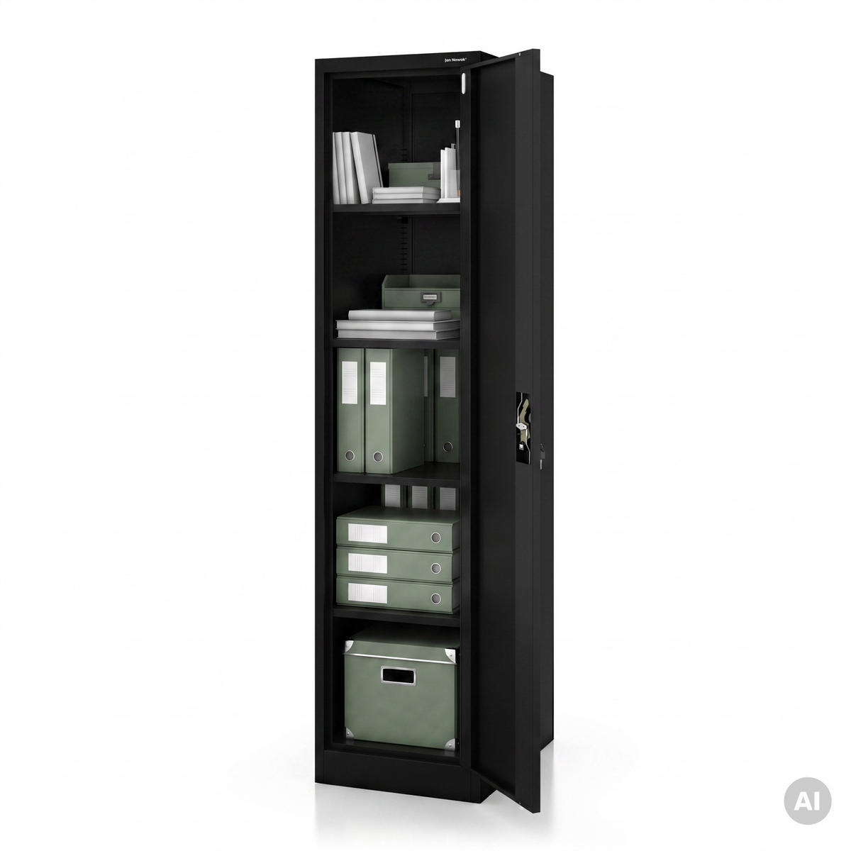 AKTENKABINETT ALEX D600 - Schwarz, Metall (45/185/60cm) - Jan Nowak