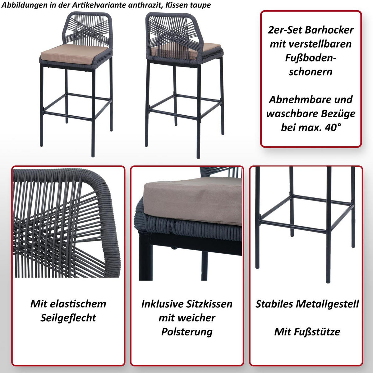 BARSKI STOL Svetlo siva, siva - siva/svetlo siva, kovina (42/101/52cm) - MCW