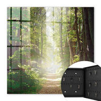 SCHLÜSSELBOX Schwarz 30x30 cm- Türöffnung nach rechts - Waldlandschaft - Grün, Metall (30/30/5cm) - TULUP