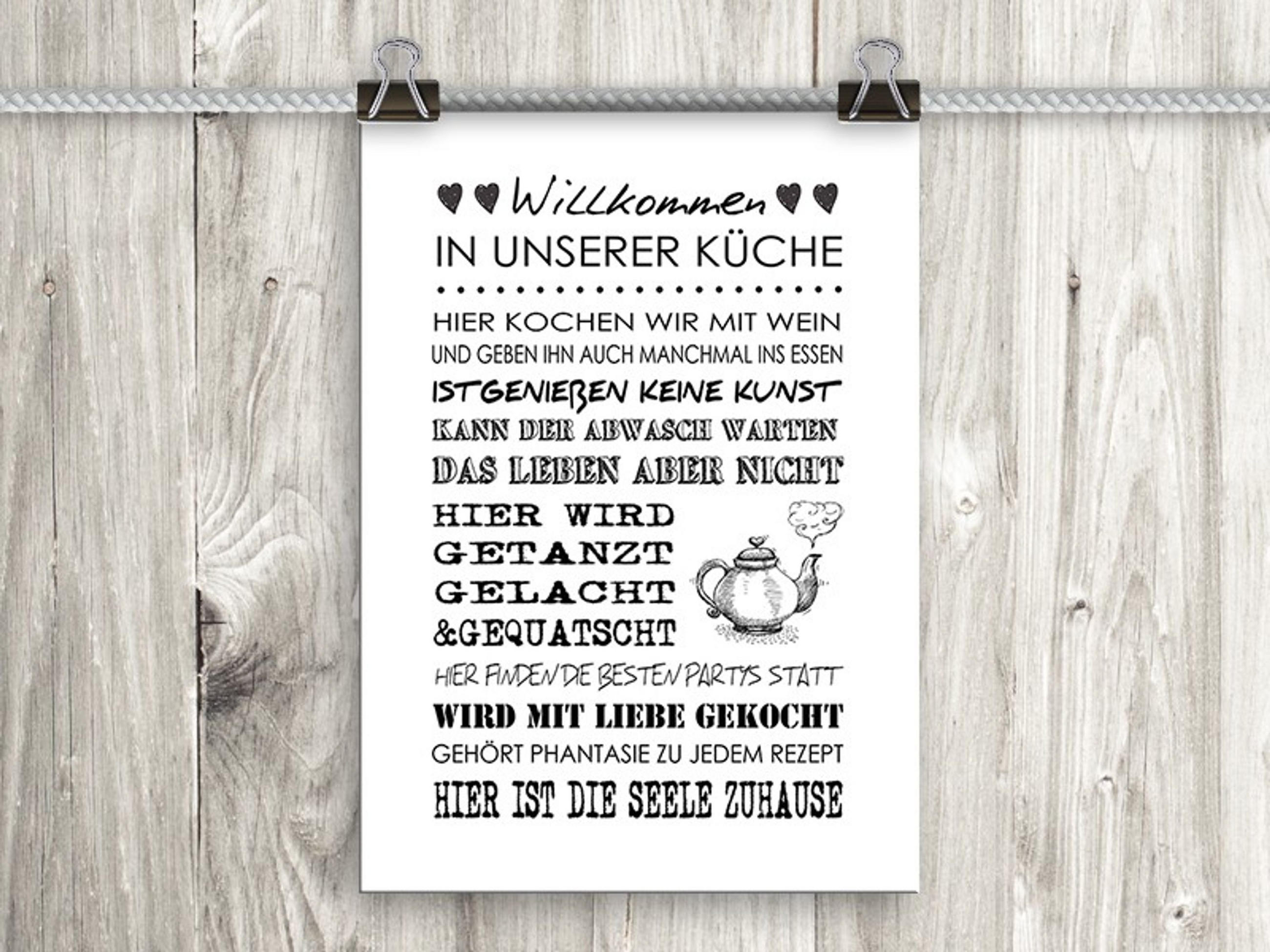 POSTER DIN A4 21x29,7 cm Küche Spruch Typografie - Weiß, Papier (21/29.7/2cm) - artissimo