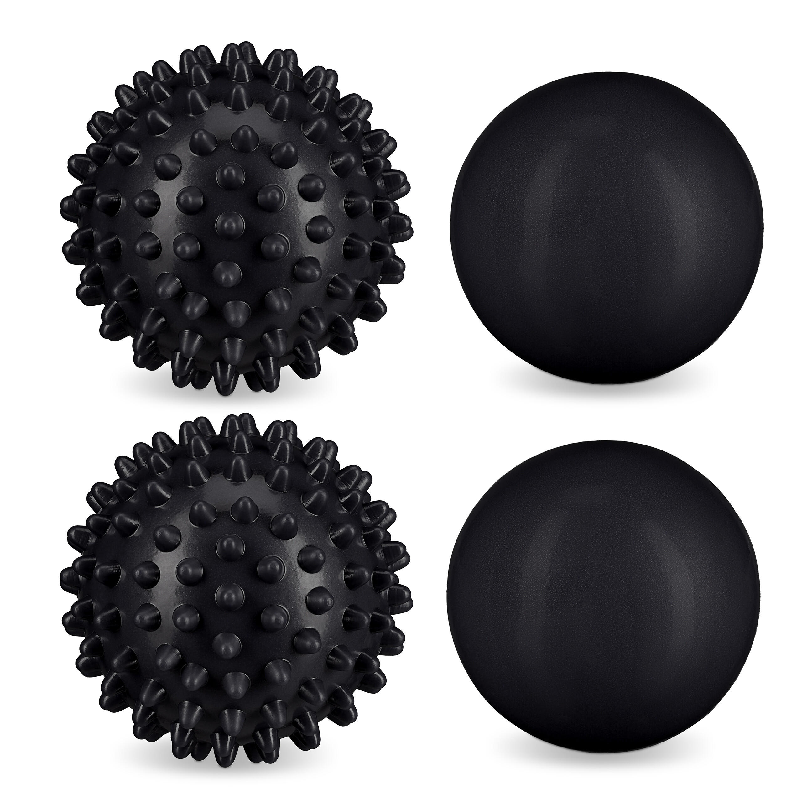 4XMASSAGEBALL - Schwarz, Kunststoff (6.5/6.5/6.5cm) - Relaxdays