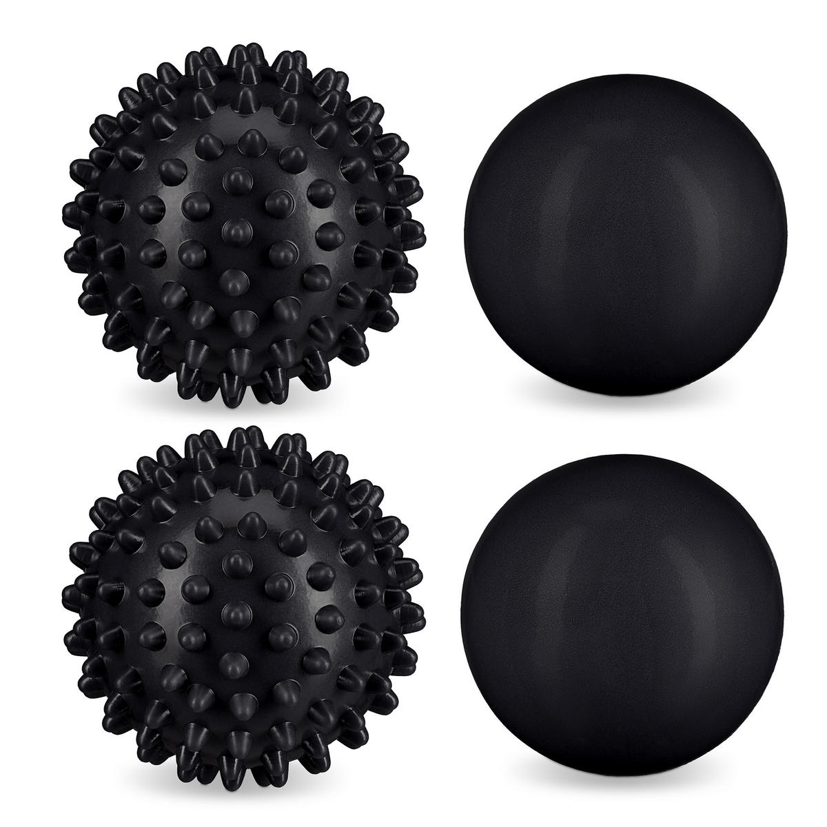 4XMASSAGEBALL - Schwarz, Kunststoff (6.5/6.5/6.5cm) - Relaxdays