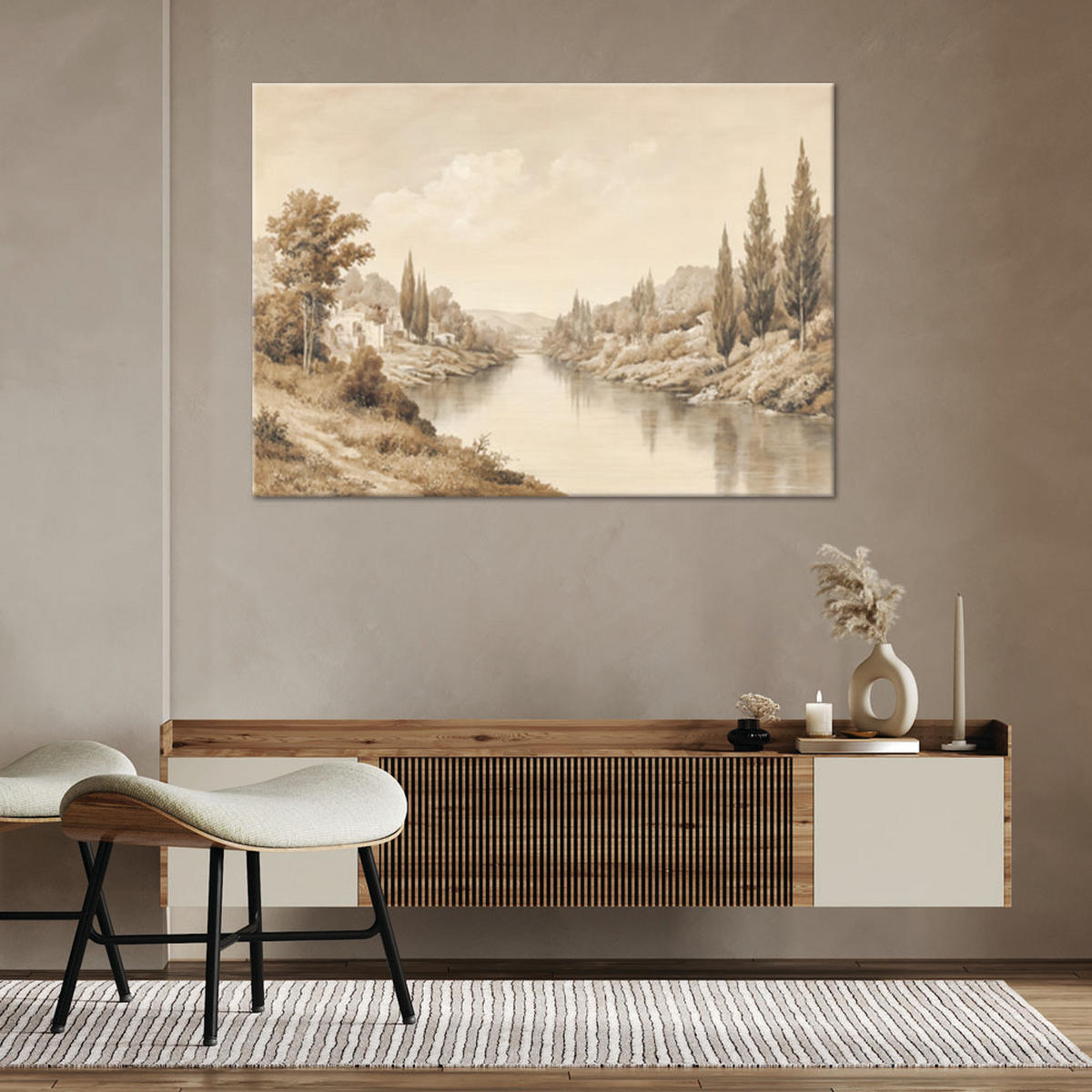 WANDBILD sepia landschaft natur - Beige, Textil (60/40cm) - Feeby