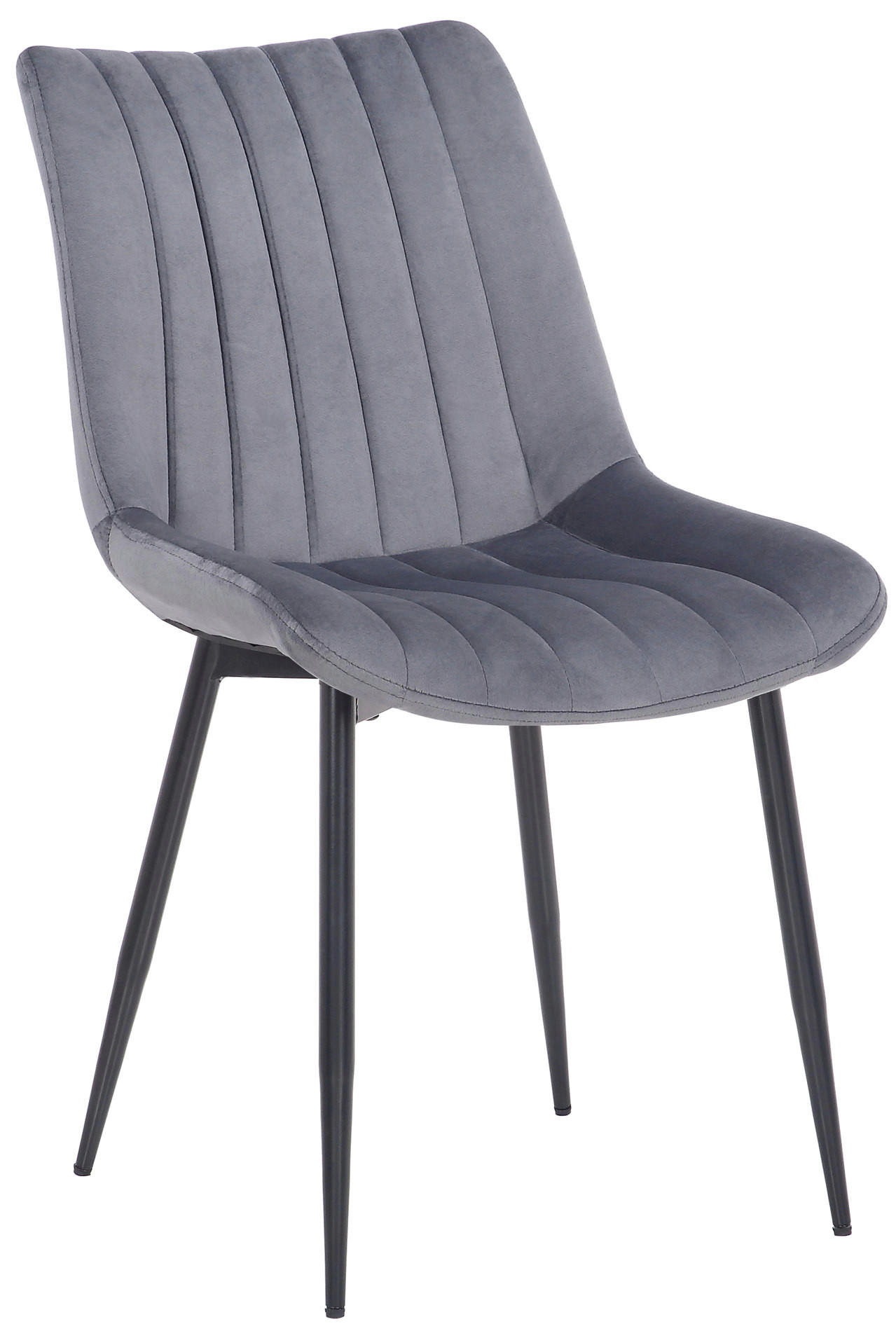 STUHL 2er Set Samt grau - Schwarz/Grau, Textil/Metall (46/82/61cm) - CLP