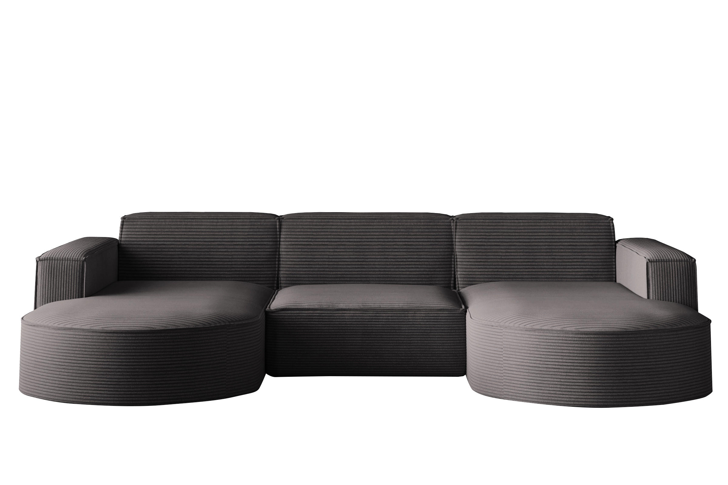 ECKSOFA Designer MODENA U STUDIO Stoff Dicker Cord Dunkelgrau - Dunkelgrau, Holz (165/299cm) - Kaiser Möbel
