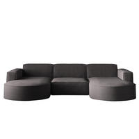 ECKSOFA Designer MODENA U STUDIO Stoff Dicker Cord Dunkelgrau - Dunkelgrau, Holz (165/299cm) - Kaiser Möbel