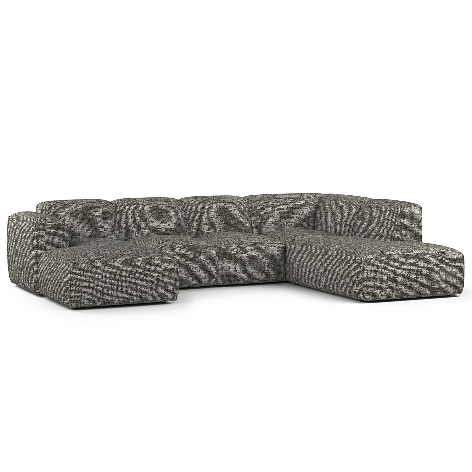 WOHNLANDSCHAFT mit Longchair - Schwarz/Grau, Kunststoff/Textil (325/71/235cm) - home24