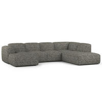 WOHNLANDSCHAFT mit Longchair - Schwarz/Grau, Kunststoff/Textil (325/71/235cm) - home24