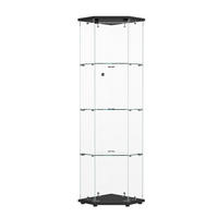 GLASVITRINE Schwarze 5-Eck Vitrine mit 4 Ebenen, LED-Leisten & Schloss - Schwarz, Glas (42.5/162/60cm) - CASIVA