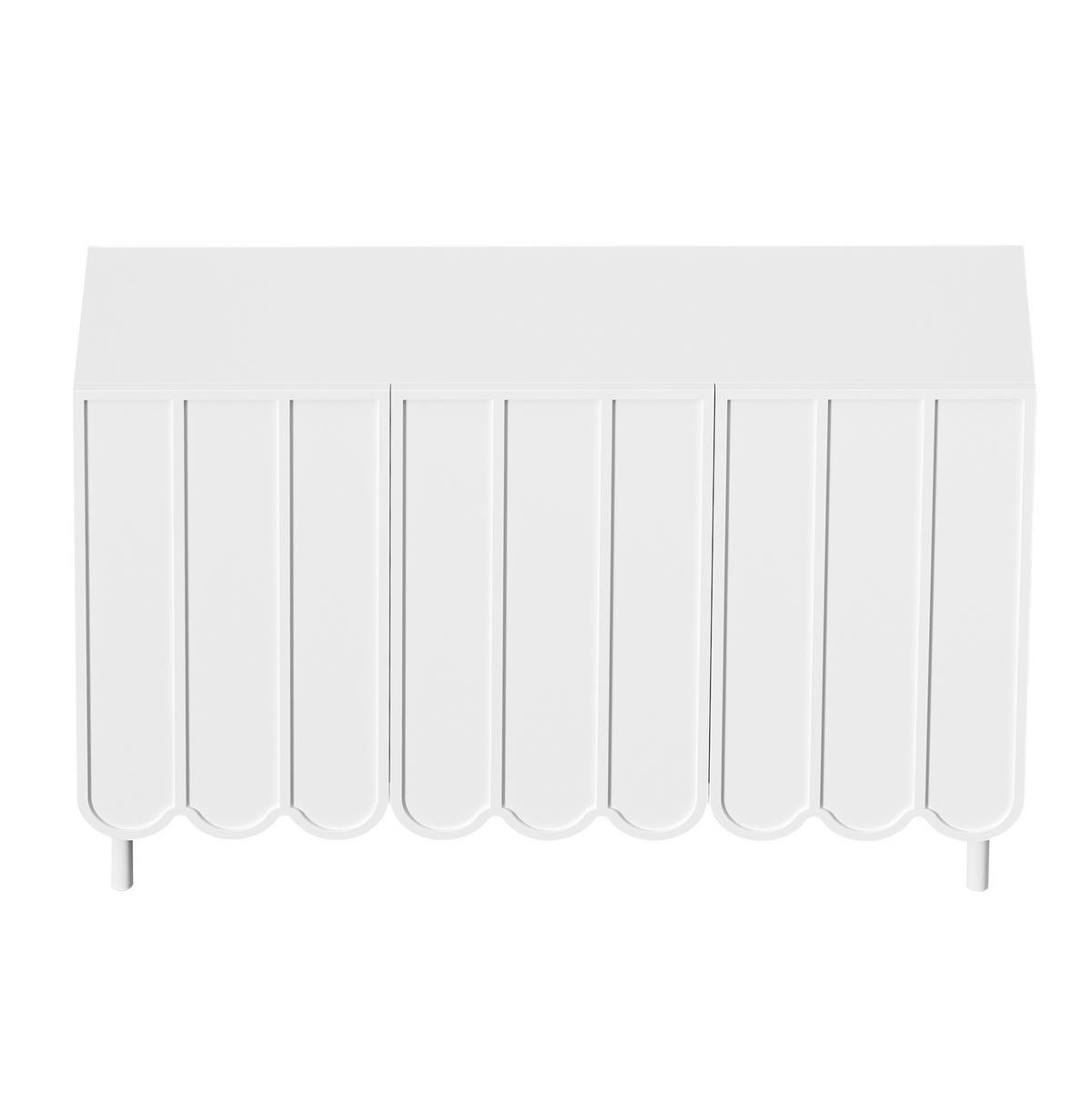 SIDEBOARD aus MDF 120x35x80 cm Weiß mit Wellentüren, Rebound-Öffnung und verstellbaren Böden - Weiß, Holzwerkstoff (120/80/35cm) - IVMEU