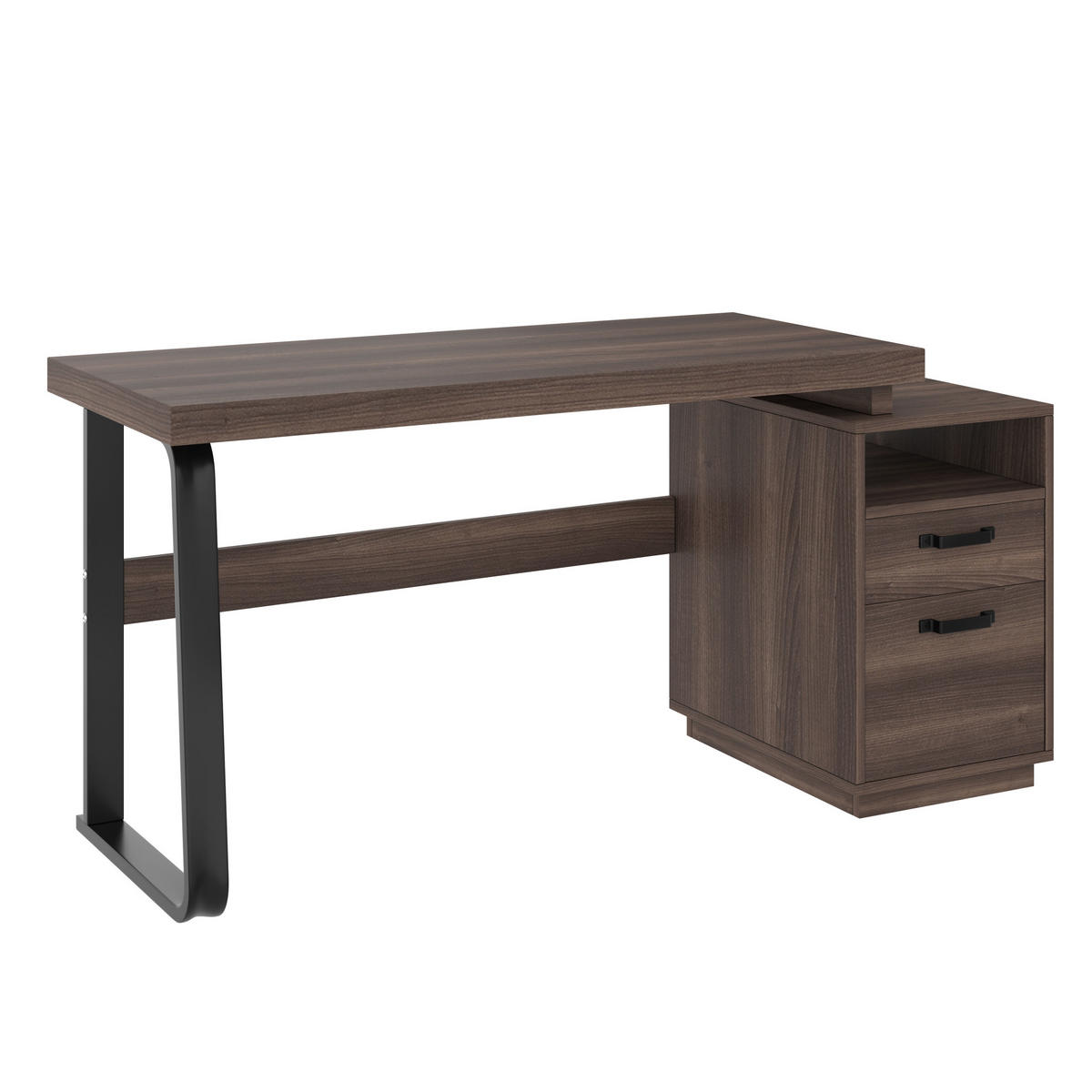 SCHREIBTISCH 135/54 cm mit Schublade und Ablage in Braun - Dunkelbraun, Holzwerkstoff (161/54/76.4cm) - BEAOK