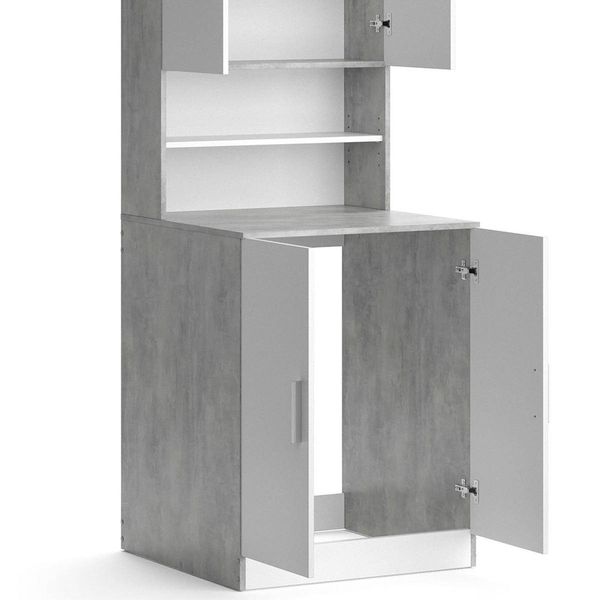 WASCHMASCHINENSCHRANK Liana Beton 70.5 x 190.5 cm - Weiß/Grau, Holzwerkstoff (70.5/190.5/70cm) - Vicco