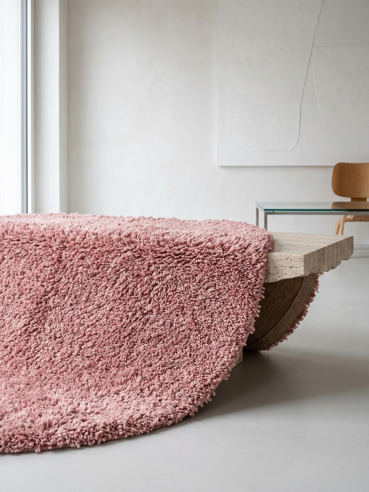 TEPPICH Hochflor Shaggy Uni Style Polypropylen Wohnzimmer Rosa Rund 160x160 - Rosa, Textil (160/160cm) - KADIMA DESIGN