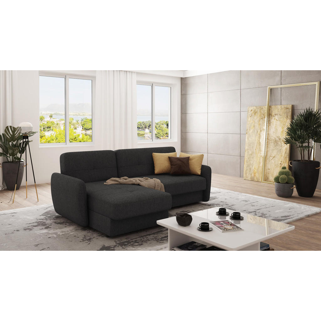 Thumbnail - S-Style Möbel Ecksofa, Graphit, Textil, Echtholz,Buche, Birke, 4-Sitzer, Füllung: Schaumstoff, Eckteil, L-Form, Ottomane...