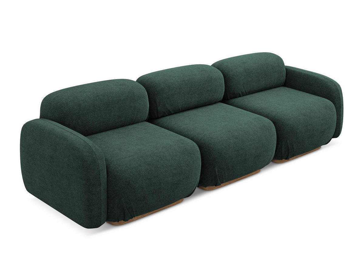 4-SITZER-SOFA Bouclé Stoff Grün - Dunkelgrün/Braun, Holz/Textil (270/73/95cm) - Makamii