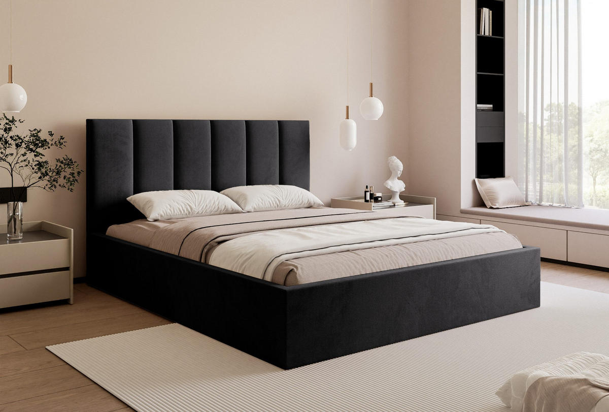 POLSTERBETT Eloria 200x200 cm, Graphit - Graphitfarben, Textil (200/200cm) - Fedve