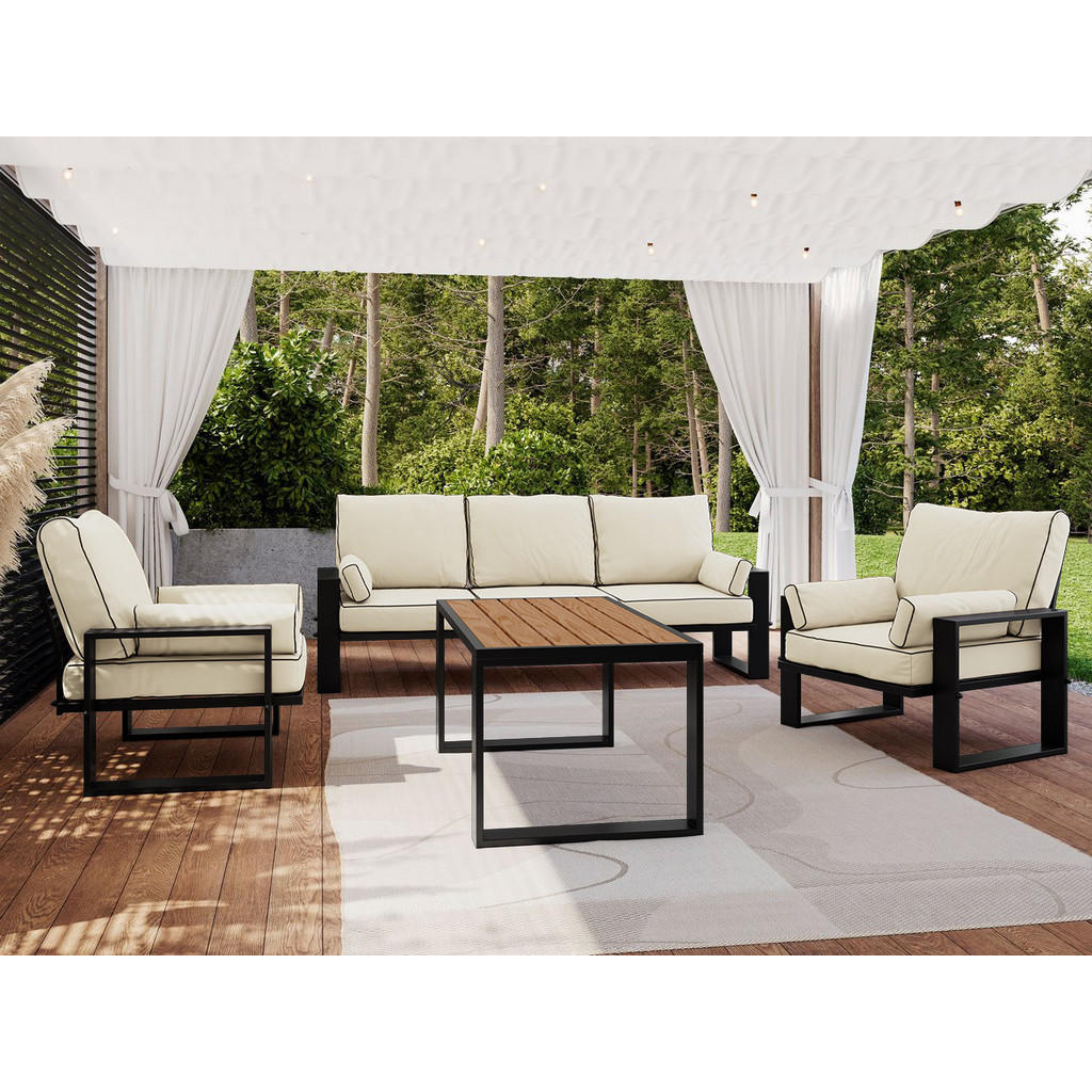 Thumbnail - MKS Gartenmöbel-Set, Beige, Textil, 4, Füllung: Komfortschaum, rechteckig, eckig, Gartenmöbel, Gartenmöbel-Sets