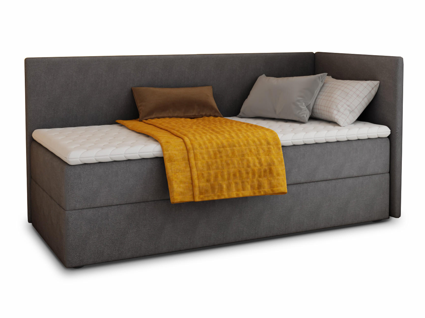 BOXBETT Flame - 80x200 - dunkelgrau (Kronos 22, Velvet - Kronos) - Dunkelgrau/Schwarz, Holz/Holzwerkstoff (80/200cm) - Sofnet