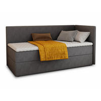 BOXBETT Flame - 80x200 - dunkelgrau (Kronos 22, Velvet - Kronos) - Dunkelgrau/Schwarz, Holz/Holzwerkstoff (80/200cm) - Sofnet