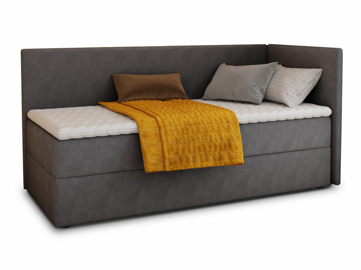 BOXBETT Flame - 80x200 - dunkelgrau (Kronos 22, Velvet - Kronos) - Dunkelgrau/Schwarz, Holz/Holzwerkstoff (80/200cm) - Sofnet