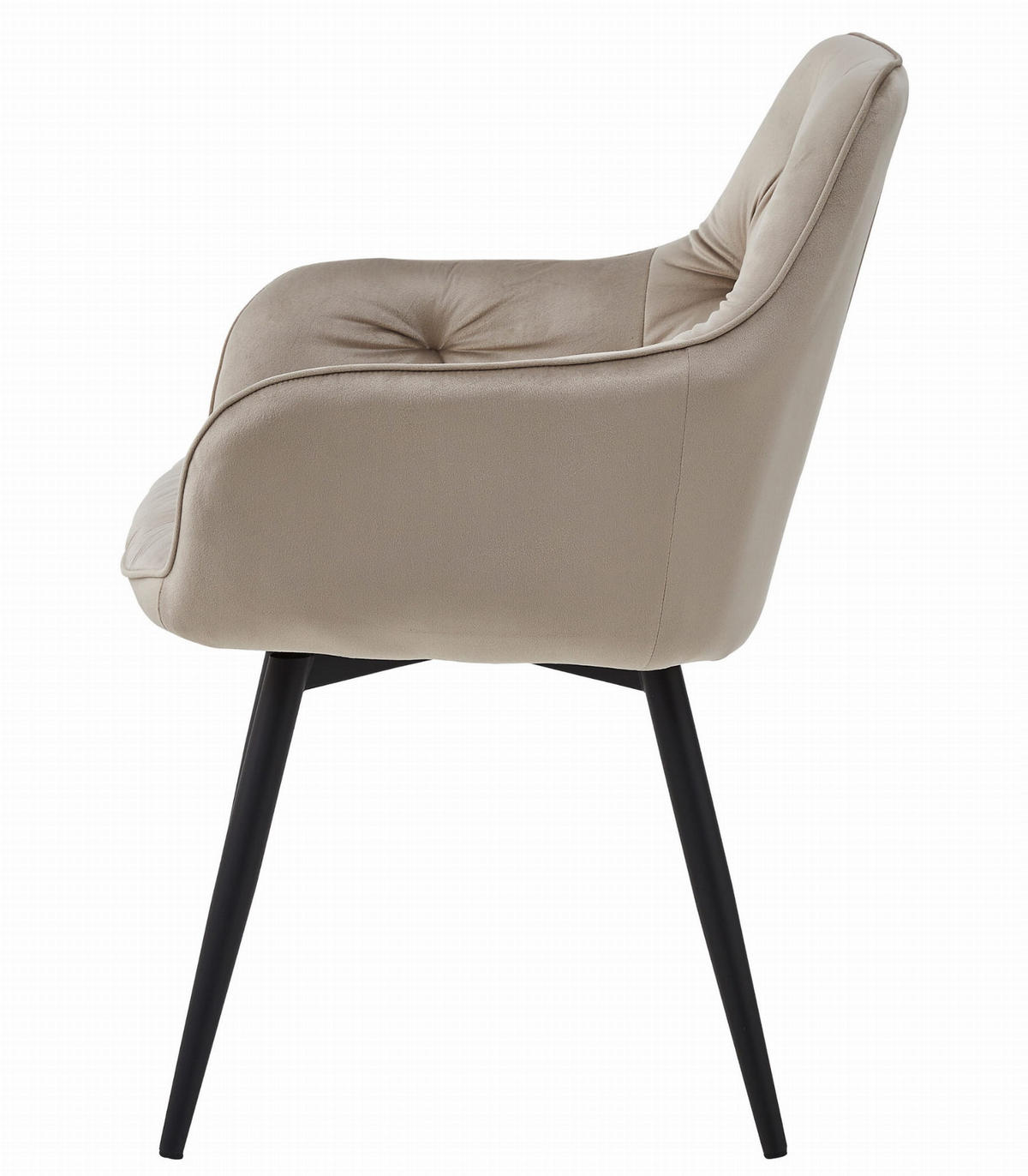 ESSZIMMERSTUHL LUKK360 dunkelbeiger Sitz, schwarze Beine - Beige/Schwarz, Textil (56/84/61cm) - Valora