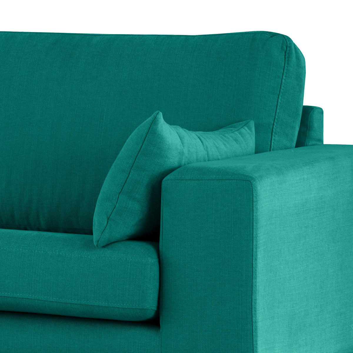 ECKSOFA mit Ottomane - Buchefarben/Petrol, Buchenholz/Textil (287/219cm) - home24