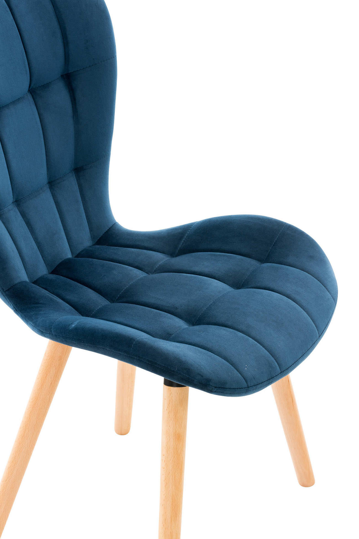 STUHL Samt blau - Blau/Eukalyptusholzfarben, Holz/Textil (50/88/63cm) - CLP