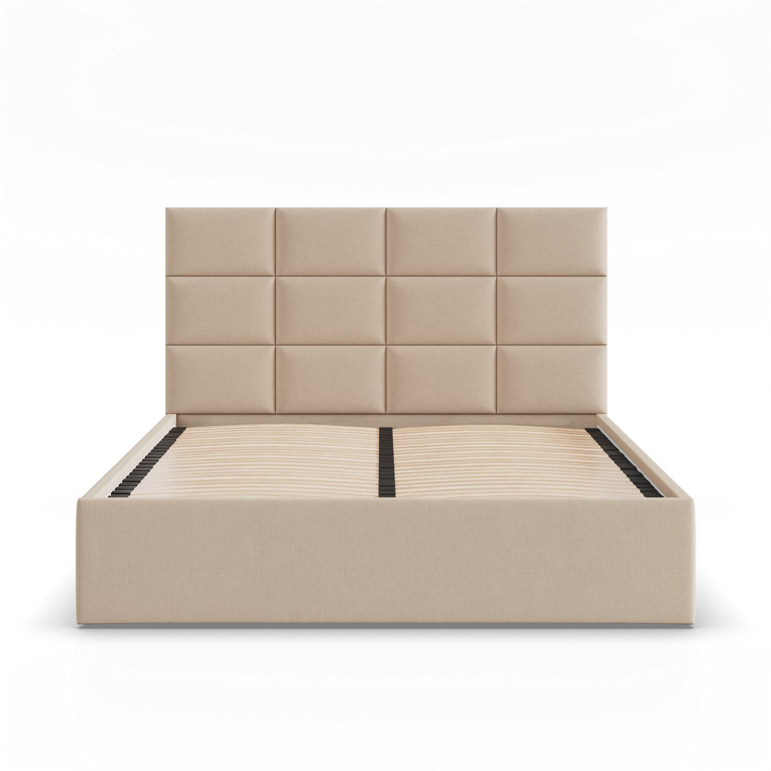 POLSTERBETT MIT KOPFTEIL 140x200 ohne Bettkasten YORK, Beige - Beige, Textil (140/200cm) - Mebligo