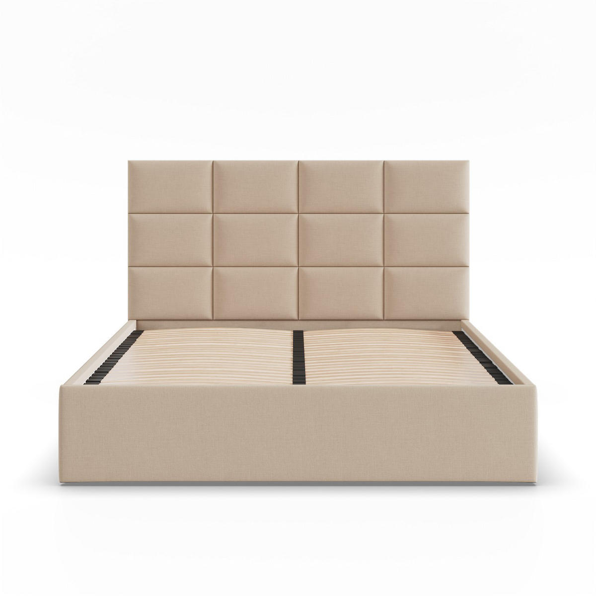 POLSTERBETT MIT KOPFTEIL 180x200 ohne Bettkasten YORK, Beige - Beige, Textil (180/200cm) - Mebligo
