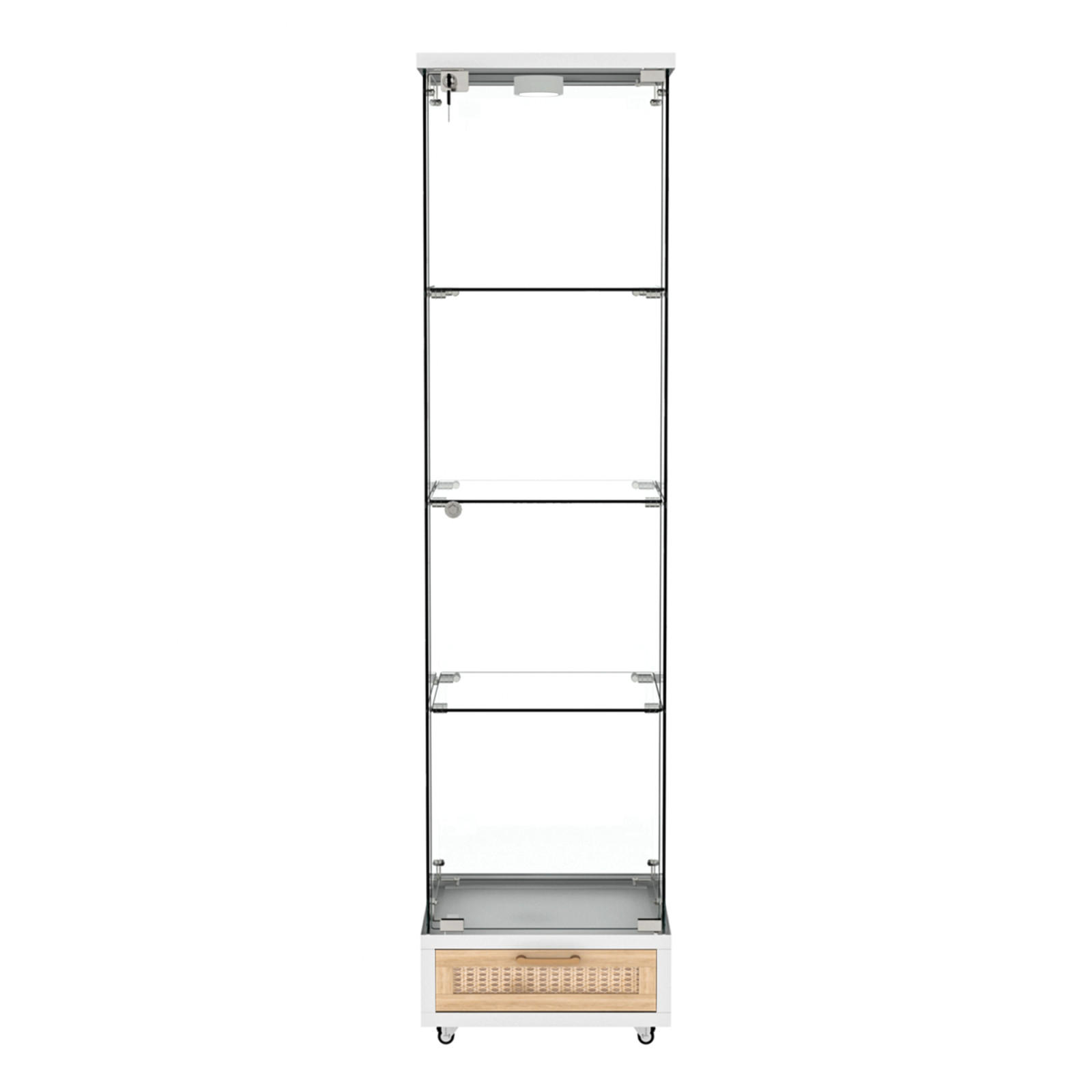 VITRINENSCHRANK 167/43/37 cm mit LED und Schubladen aus gehärtetem Glas Weiß - Weiß, Glas (42/167/36cm) - PARAFTA HOME