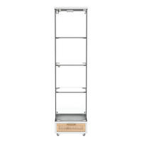 VITRINENSCHRANK 167/43/37 cm mit LED und Schubladen aus gehärtetem Glas Weiß - Weiß, Glas (42/167/36cm) - PARAFTA HOME