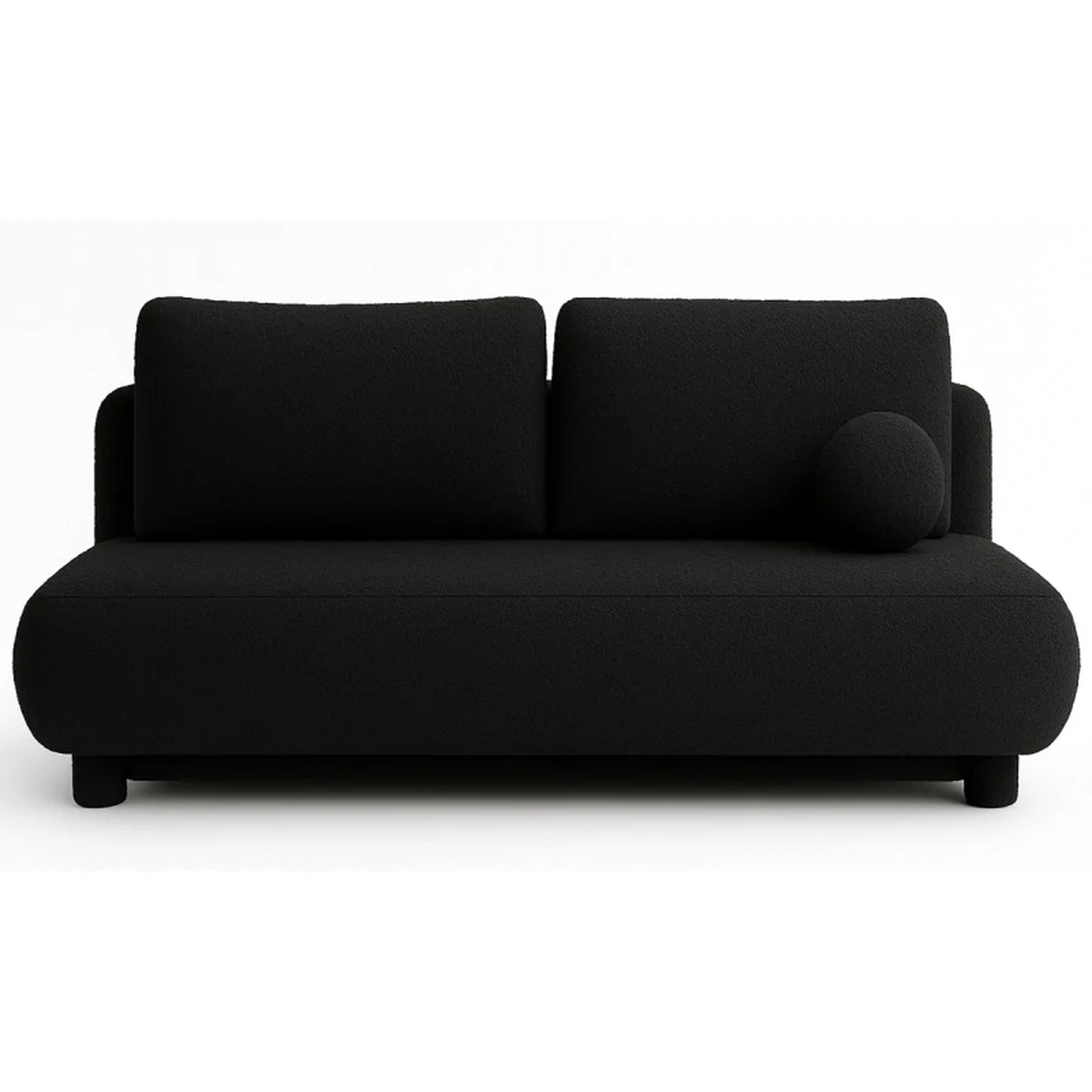 SCHLAFSOFA MAJA, Sofa mit Schlaffunktion und Bettkasten, Farbe: Schwarz, Bouclé-Stoff - Schwarz, Textil (209/96/96cm) - Sepro Meble