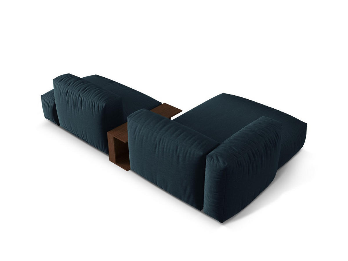 ECKSOFA modular links Martina aus strukturiertem Stoff jeansblau 2 Sitzplätze - Blau, Textil (176/285cm) - Micadoni
