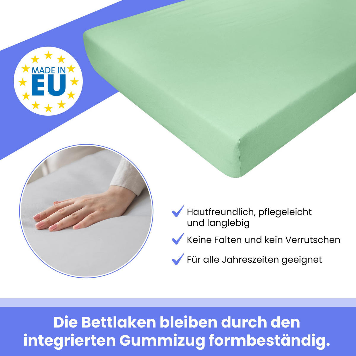 SPANNBETTLAKEN 90/200 cm, Jersey Elastisch 100 % Baumwolle Erbsengrün - Hellgrün, Textil (90/200cm) - Best For Home