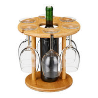 WEINGLASHALTER - Hellbraun, Holz (25/25/25cm) - Relaxdays