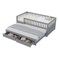 MULTIFUNKTIONSBETT 90/200 cm grau aus Holz mit Ausziehbett und 2 Schubladen - Grau, Holzwerkstoff (90/200cm) - OKWISH