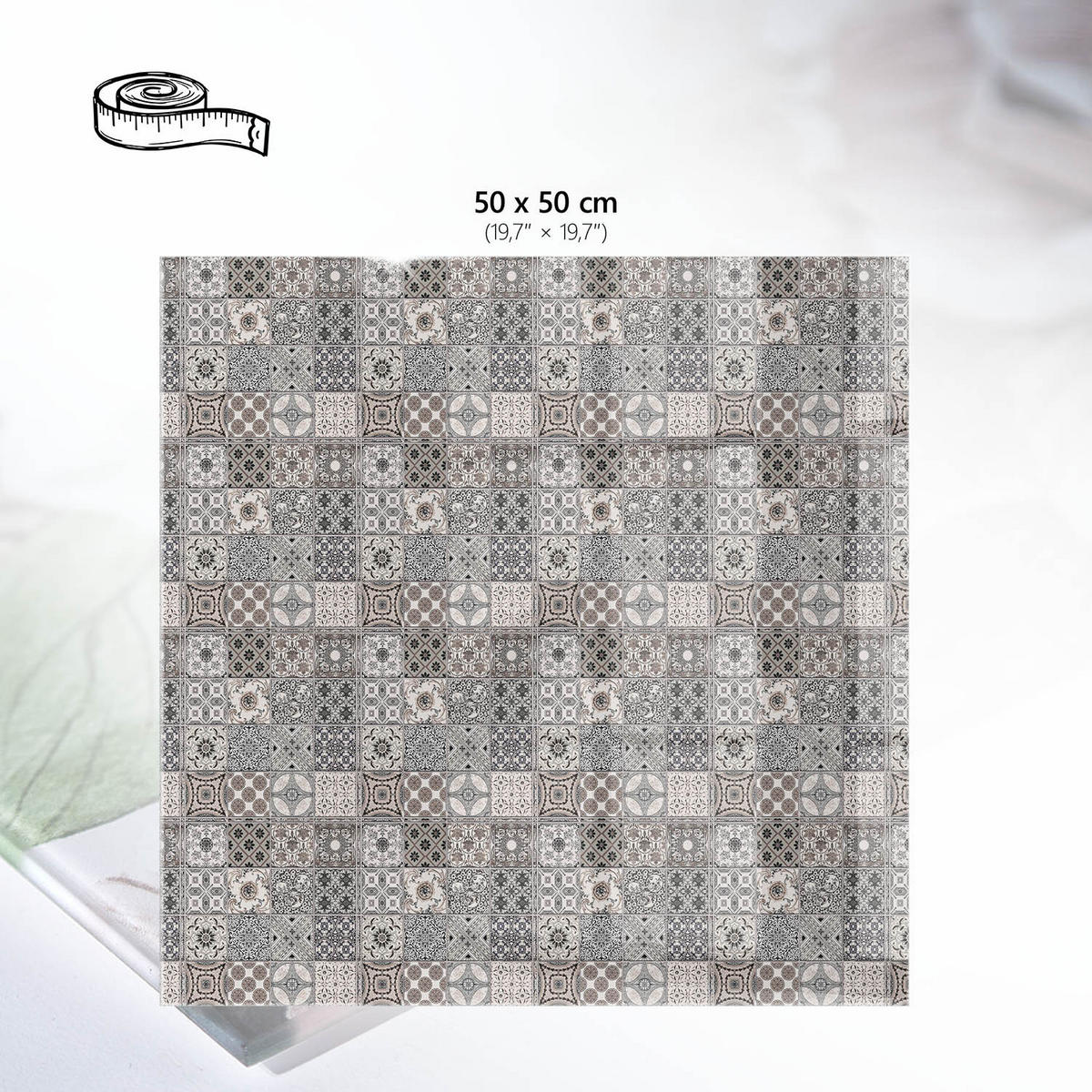 TISCHPLATTE 50x50 cm – Vintage-Mosaik - Beige, Glas (50/50/0.4cm) - Wallfluent