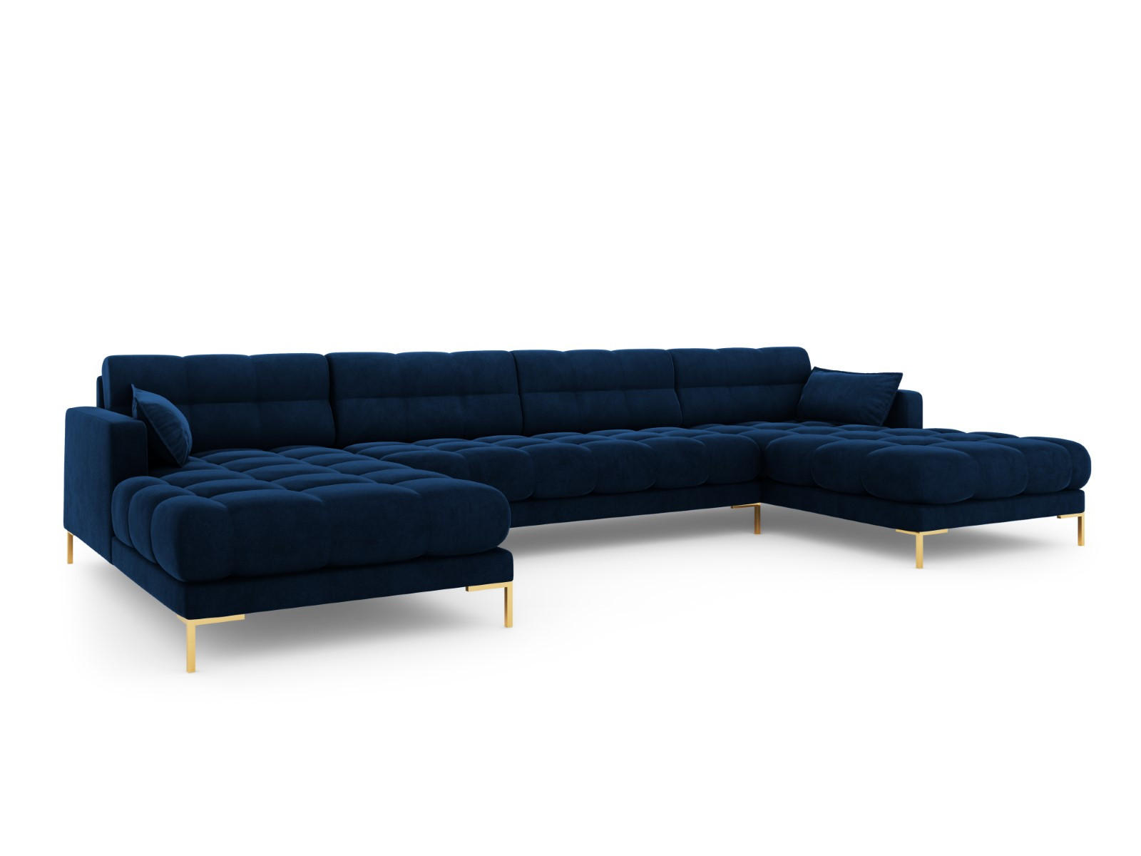 PANORAMASOFA Mamaia aus Samt königsblau 6 Sitzplätze - Blau, Textil (185/75/383cm) - Micadoni