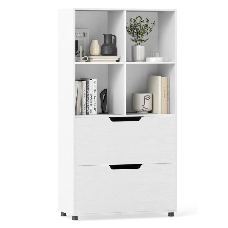 Costway Bücherregal Weiß 70x130x33.5 cm