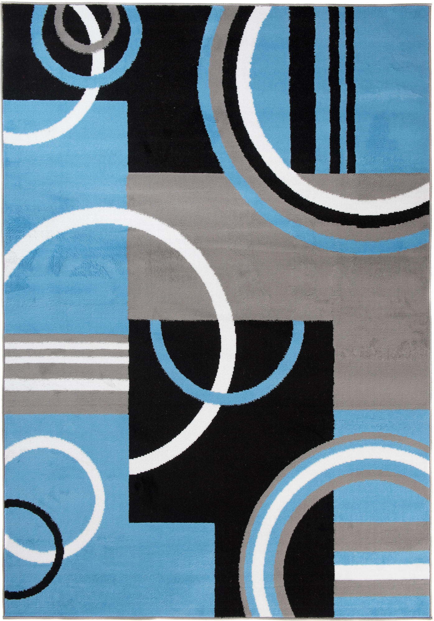 TEPPICH MAYA Blau Geometrisch Kreise Vierecke 220/300 cm - Blau, Textil (220/300cm) - Tapiso