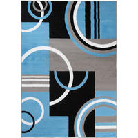 TEPPICH MAYA Blau Geometrisch Kreise Vierecke 220/300 cm - Blau, Textil (220/300cm) - Tapiso