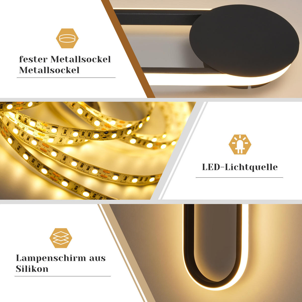 LED - WANDLEUCHTE Scheinor 41.5/14/4 cm - Schwarz, Metall (14/4/41.5cm) - ZMH