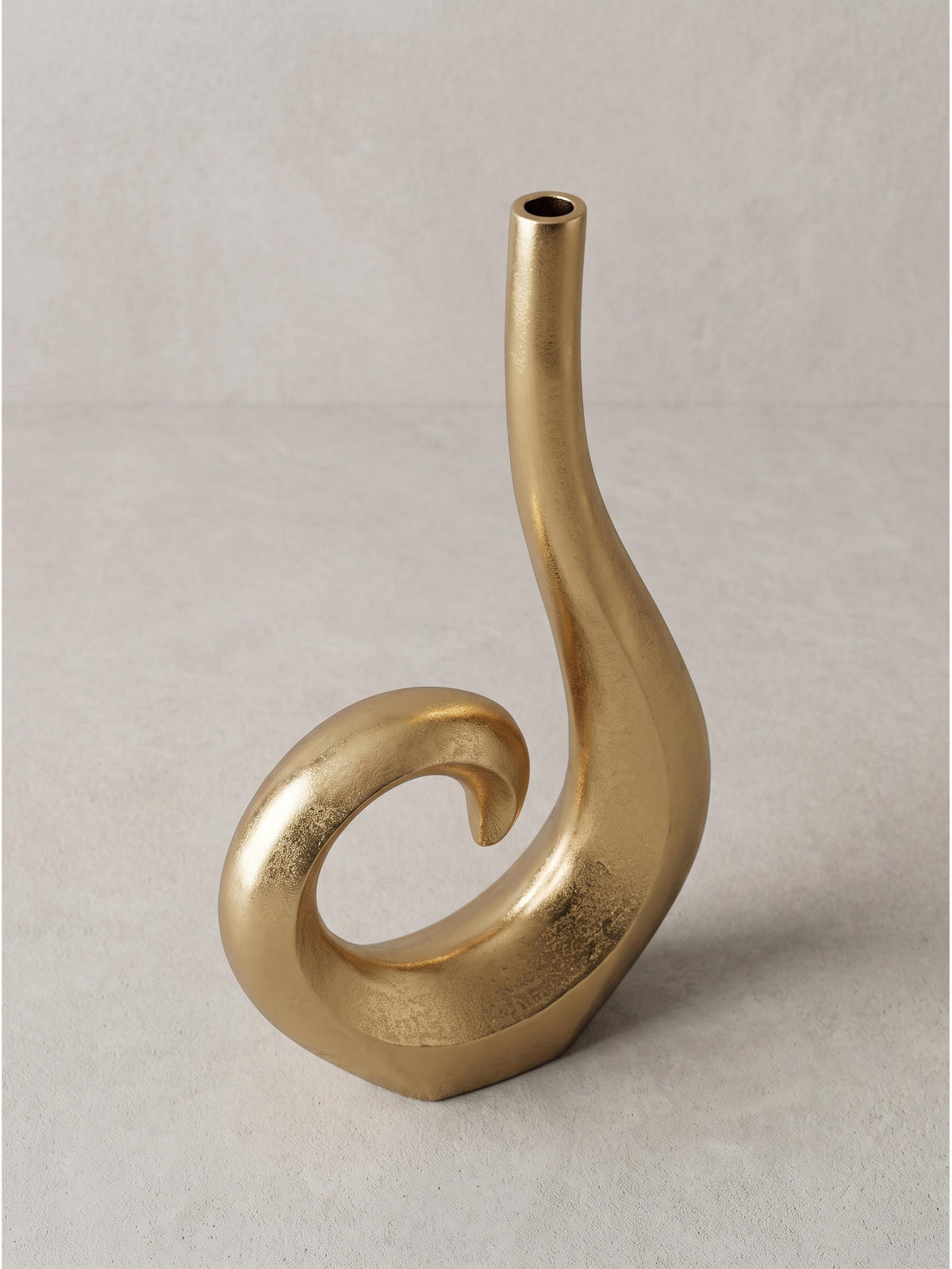 METALLVASE BAVENO, Aluminium, handgefertigt, Gold, 26 x 8 x 47 cm - Goldfarben, Metall (47cm) - KADIMA DESIGN