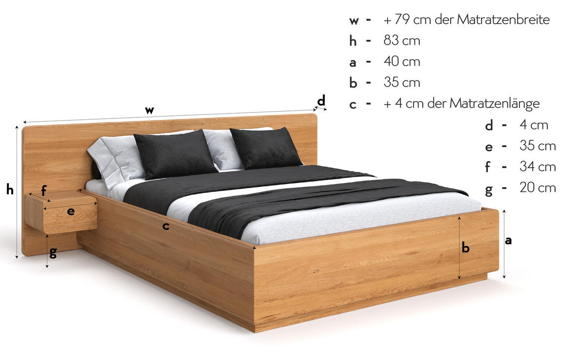 MASSIVHOLZBETT Wide aus Eiche mit Bettkasten 140x200 cm - Eichefarben/Naturfarben, Holz (140/200cm) - Danzz