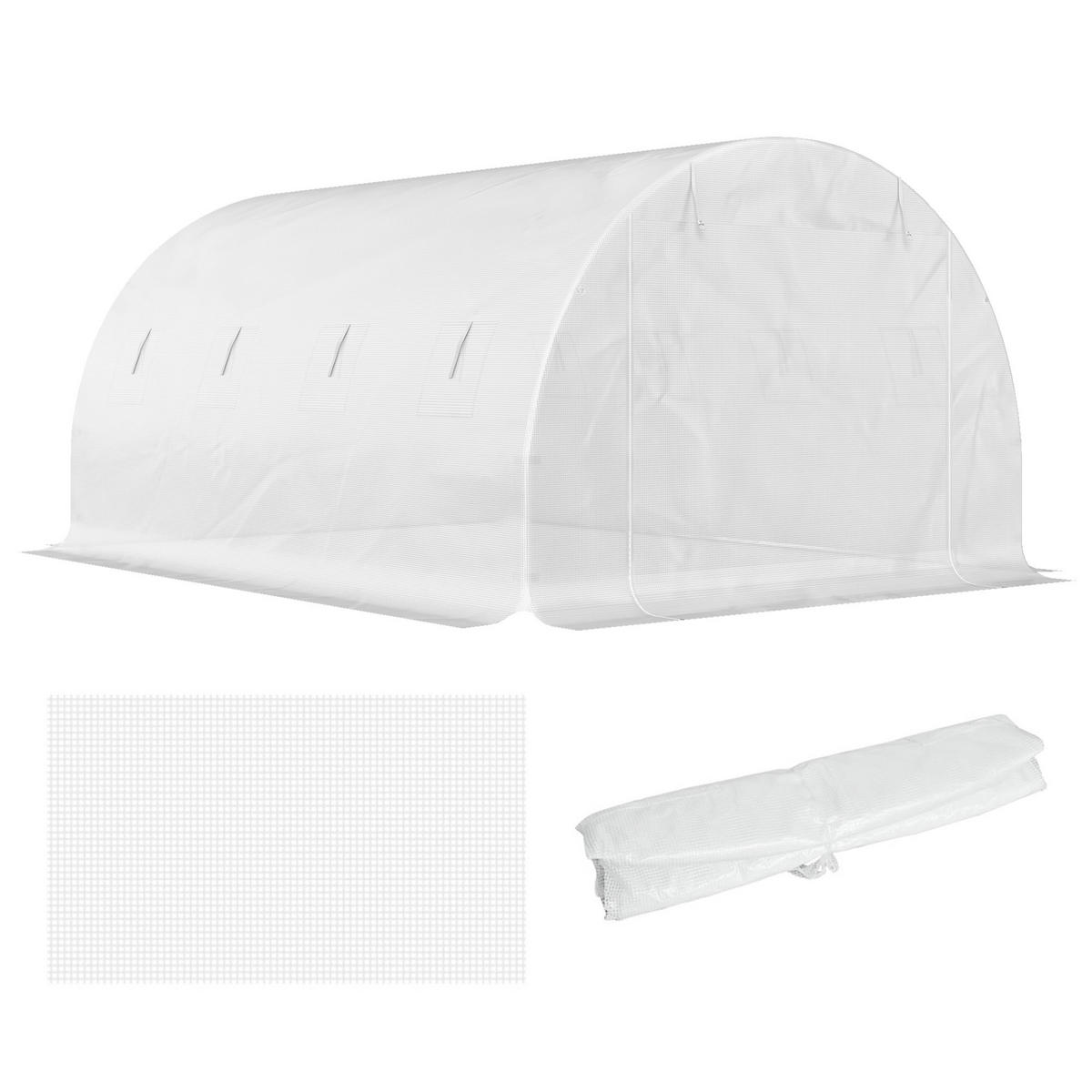 GEWÄCHSHAUSABDECKUNG DE-05808 Ersatz, wetterbeständig 400/300/200 cm Weiß - Weiß, Kunststoff (300/200/400cm) - ComfortXL