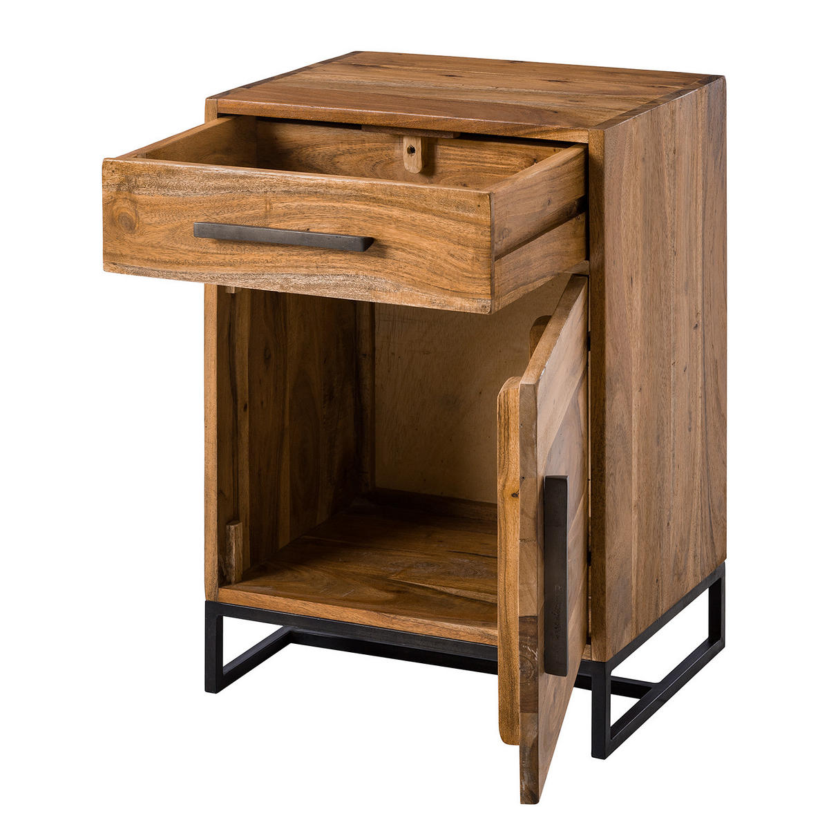 NACHTKOMMODE - Akazie massiv - Akaziefarben, Holz (45/65/35cm) - home24